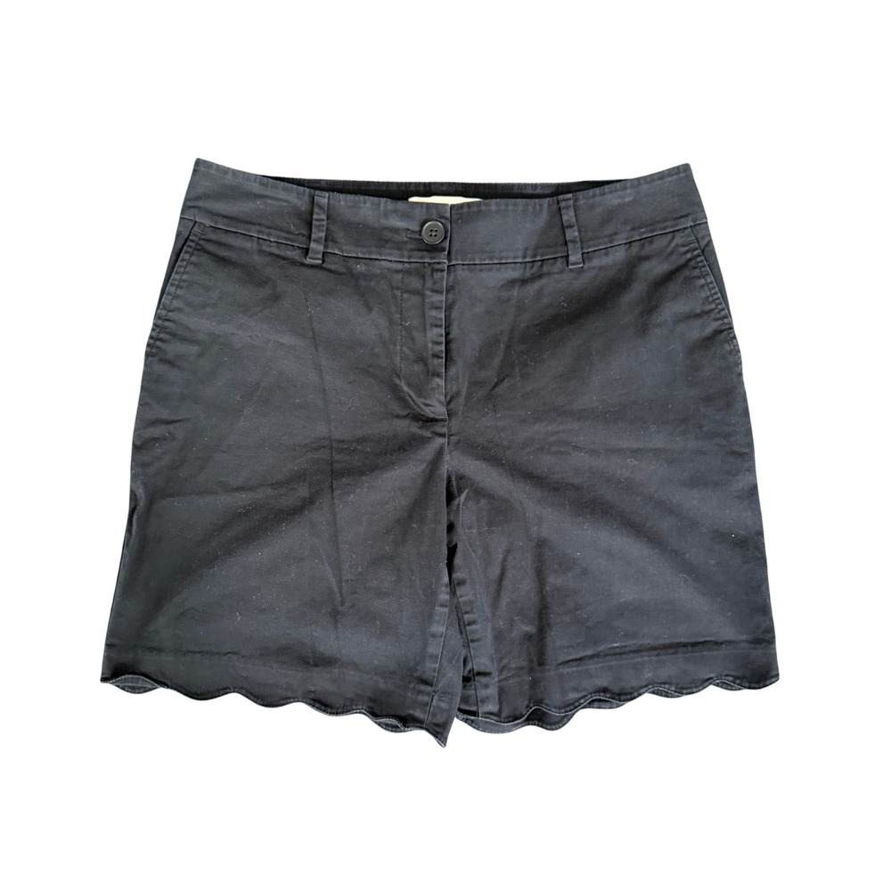 Talbots Black Scalloped Hem Shorts Womens Size 6 Preppy Old Money Summer